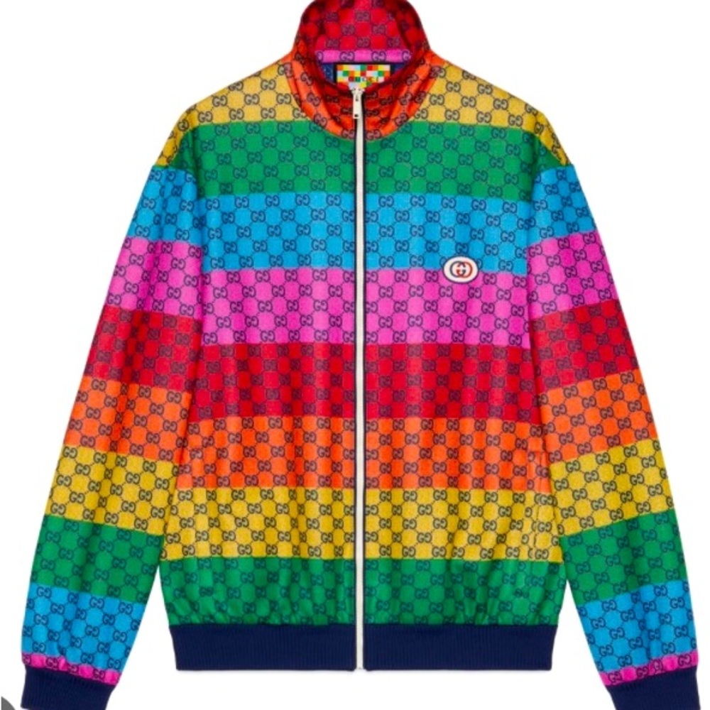 Gucci-Men's Red gg Multicolor Jersey Jacket